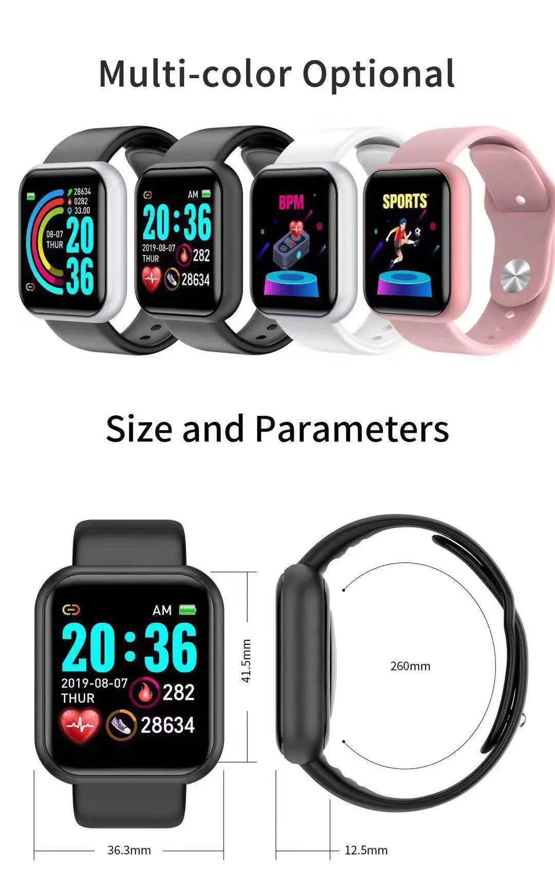 Smartwatch Watches For Mens - ساعة ذكية D20 Pro للرجال Y68،