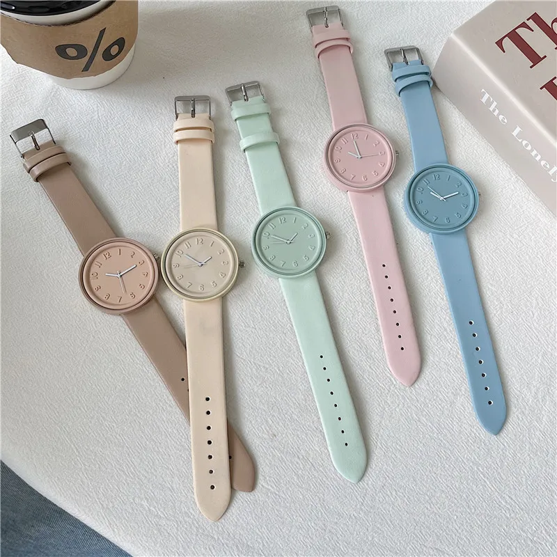 Minimalist Thin Watch - ساعة ماكارون كولور سيريز النسائية عالية