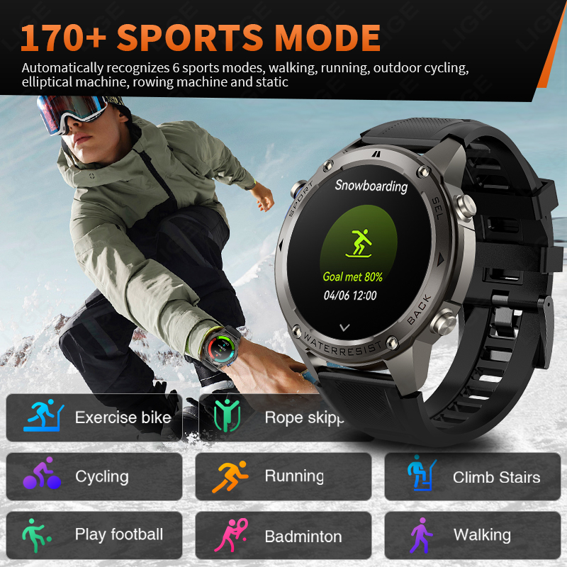 ساعة ذكية عسكرية فائقة الجودة  - مراجعة Smartwatch Watches For Mens وسعره