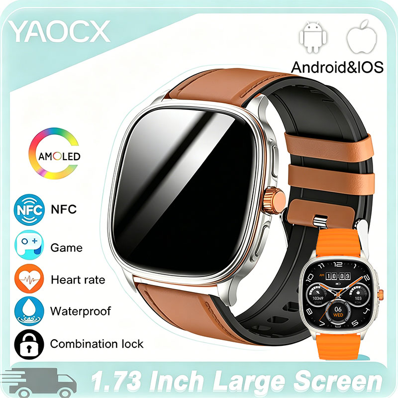 ساعة ذكية YAOCX HK73 AMOLED لل - مراجعة Smartwatch Professional Watches For Men وسعره