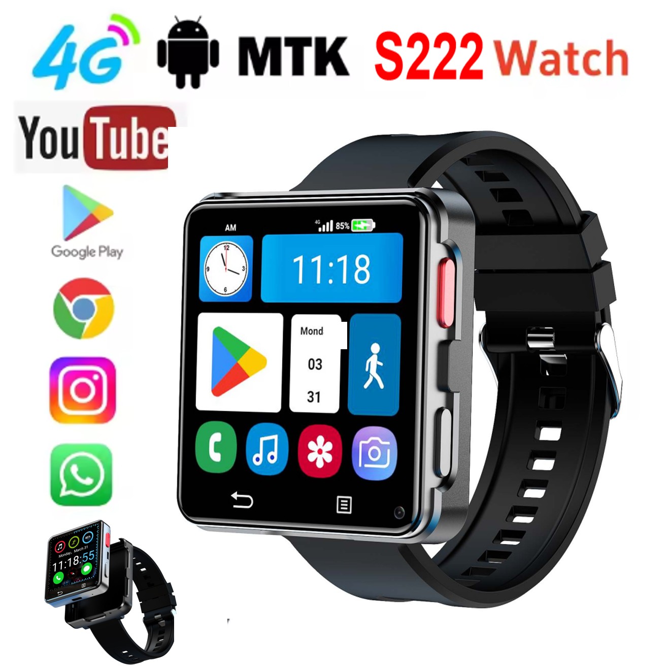 ساعة ذكية S222 تدعم بطاقة SIM  - مراجعة Watch Smart Smartwatch وسعره