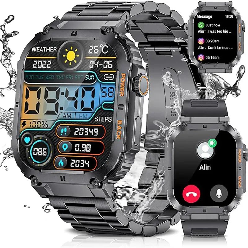 LIGE-ساعة ذكية للياقة البدنية  - مراجعة Smartwatch Watches For Mens وسعره