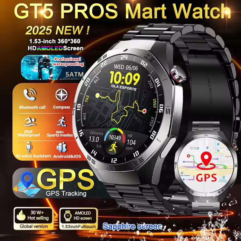ساعة ذكية مستديرة بنظام تحديد  - مراجعة Smartwatch Watches Best Gift For Men وسعره