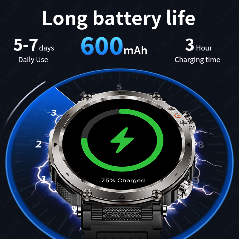 ساعة ذكية عسكرية جديدة للرجال  - مراجعة Smartwatch Watches For Mens وسعره